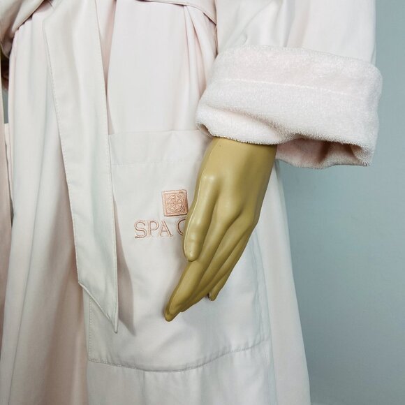 Spa Ojai Luxury Bath Robe Terry Cloth Lined w/ Pockets Blush Pink Sz S - Picture 4 of 14